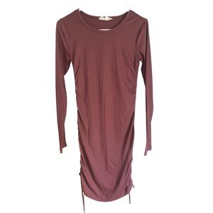 Hippie Rose Dusty Mauve Ruched Long Sleeve Sheath Dress